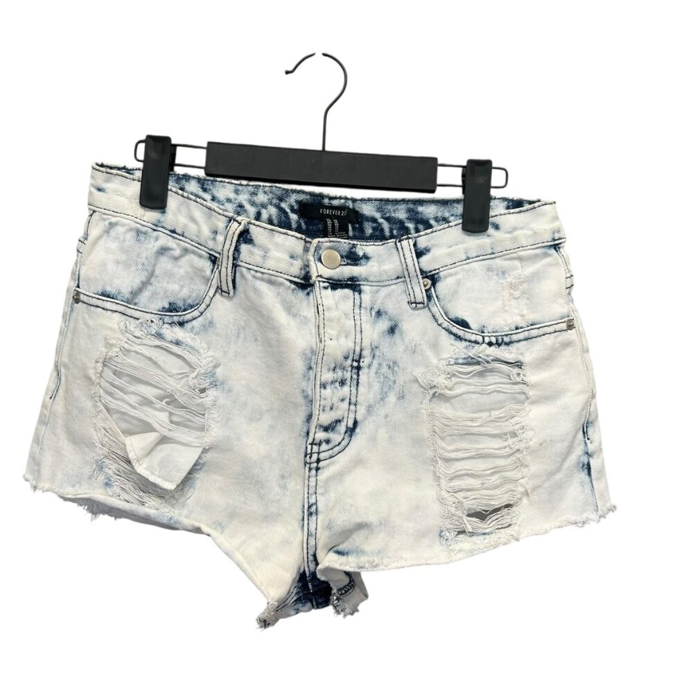 Forever 21 Acid Wash Distressed Denim Cut Off Shorts Size 28